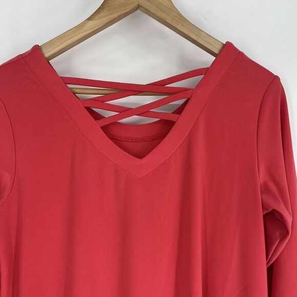 Sympli Tunic Top Size 8 Womens Pink Stretch Lagenlook Flowy Career Strappy Back - Picture 2 of 7